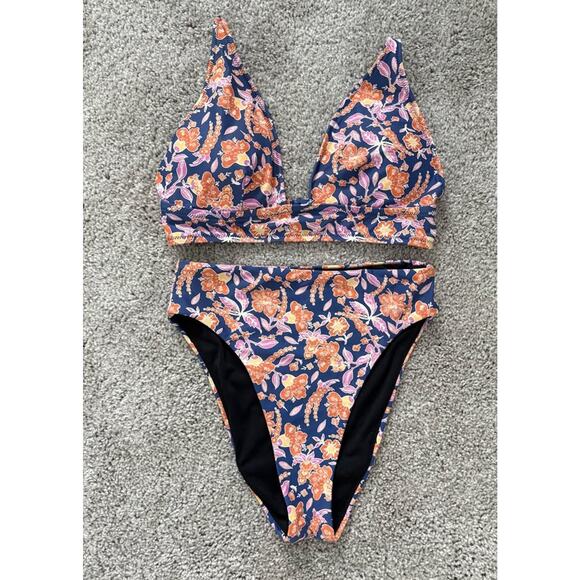 J.crew Women’s Painted Floral Block Print Bikini Sz S - Picture 1 of 7
